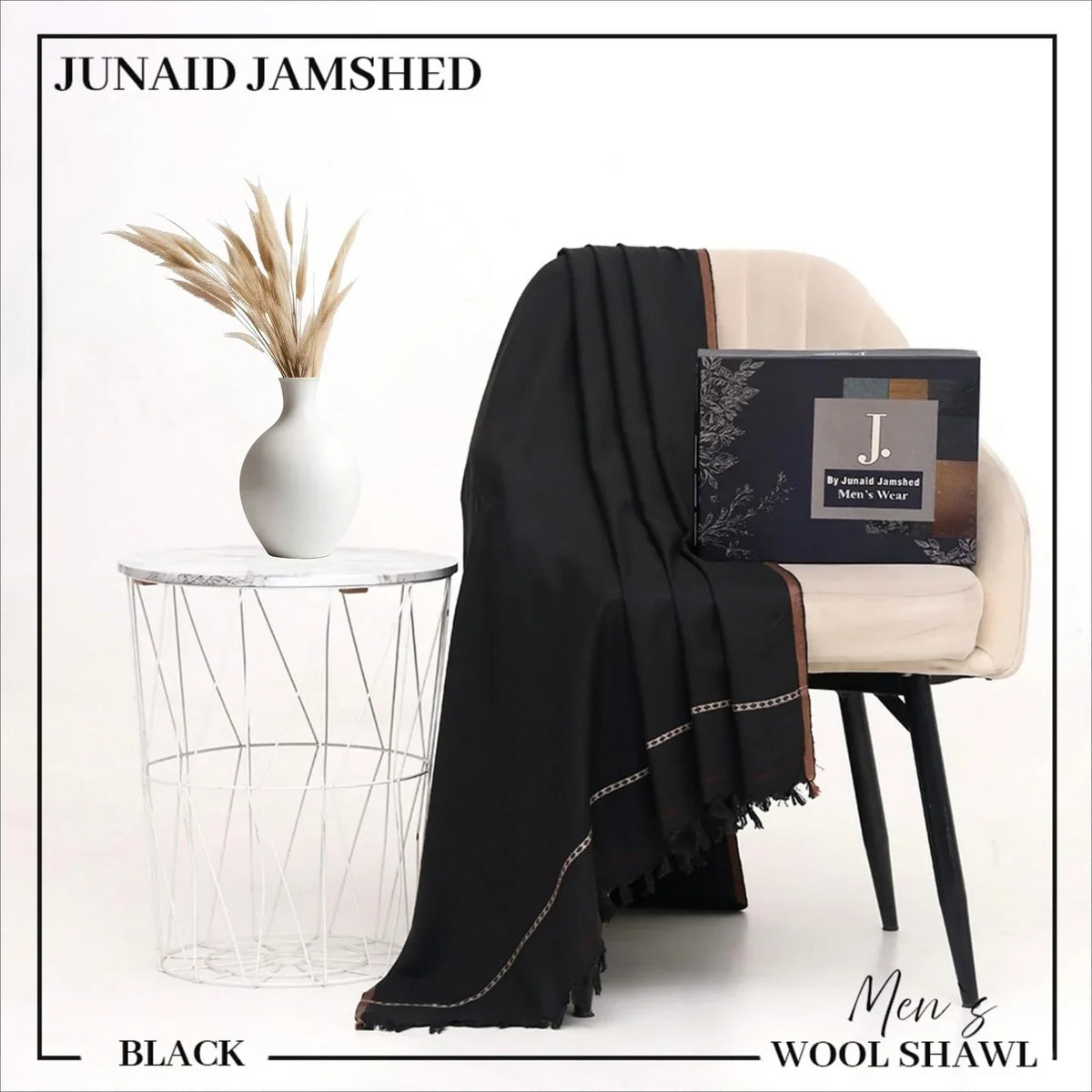 J. Premium Winter Shawl for Men-Black