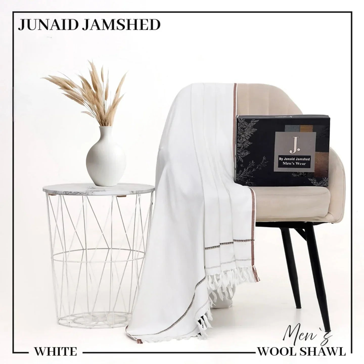 J. Premium Winter Shawl for Men-Off White