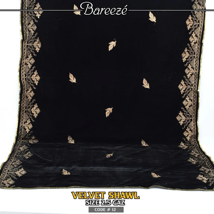 Embroidered Velvet Shawl -S-10