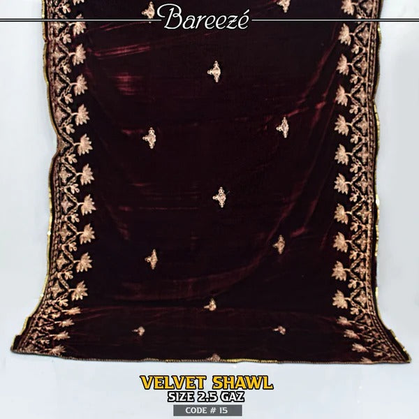 Embroidered Velvet Shawl -S-06