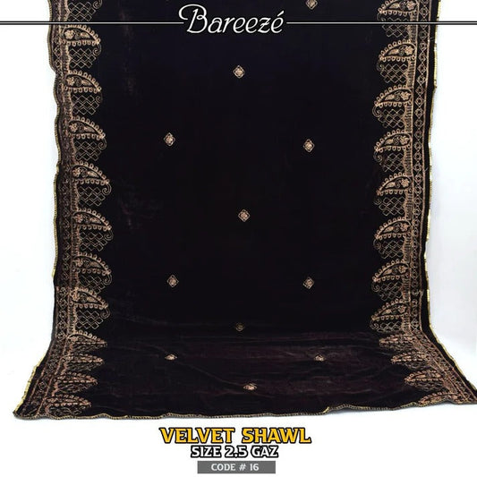 Embroidered Velvet Shawl -S_05