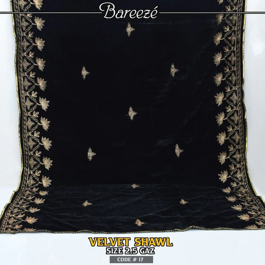 Embroidered Velvet Shawl -S-01
